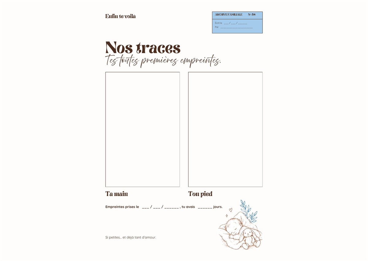 Page du livre : Nos traces, tes toutes premières empreintes