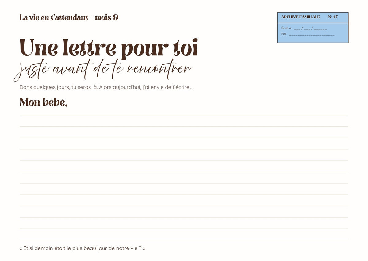 Page du livre : Une lettre pour toi, juste avant de te rencontrer